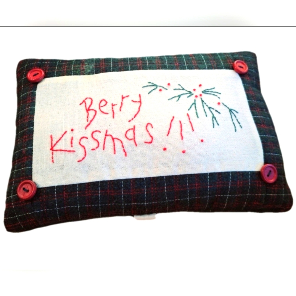 2001 Stitched Christmas Decorative Pillow- 10.5" x 7"